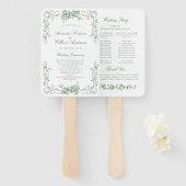 Renaissance  sage Green Wedding Programma Handwaaier (Voorkant en achterkant)