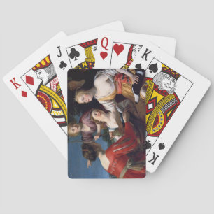 Renaissance schilderij vrouwen met windhond pokerkaarten