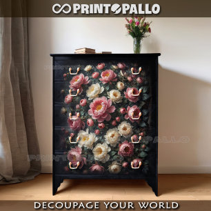 Renaissance schilderkunst tapijt van pioenbloemen tissuepapier