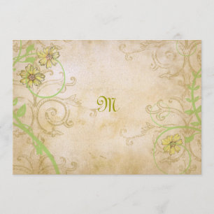 Renaissance Scrolling Vines and Flowers Weddenscha Kaart