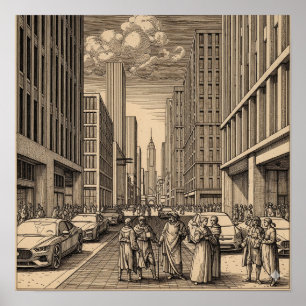 Renaissance stadstekeningen poster