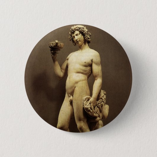 renaissance status Bacchus door Michelangelo Ronde Button 5,7 Cm (Voorkant)