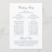 Renaissance  stoffige blauwe huwelijksceremonie programma (Achterkant)