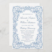 Renaissance  stoffige blauwe huwelijksceremonie programma (Voorkant / Achterkant)