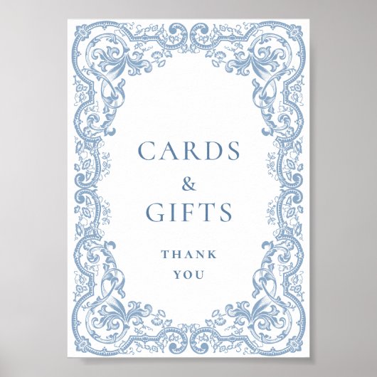 Renaissance stoffige blauwe Kaarten en geschenken Poster (Voorkant)