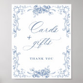 Renaissance stoffige blauwe Kaarten en geschenken Poster (Voorkant)