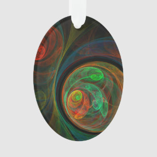 Renaissance Vert Art Abstrait Acrylique Oval