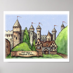 Renaissance Village Painting Poster