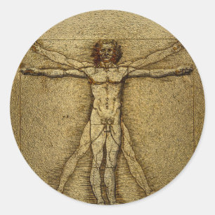 Renaissance Vitruvian Man 3D ronde Sticker afdicht