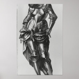 Renaissance Vrouw in Drapery en Bord Armor Poste Poster