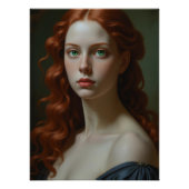 Renaissance vrouw met heldere groene ogen perfect poster (Voorkant)