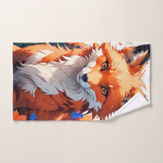 Renard à fleurs (Serviette à main)