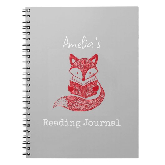 Renard avec livre Carnet de lecture personnalisée (Devant)