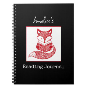 Renard avec livre Carnet de lecture personnalisée