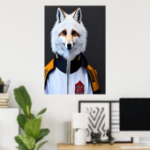 Renard blanc dans Firefighter | AI Art Poster (Bureau à domicile)