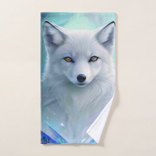 Renard blanc incroyable sur un territoire glacé (Serviette à main)