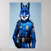Renard bleu en uniforme | AI Art Poster (Devant)
