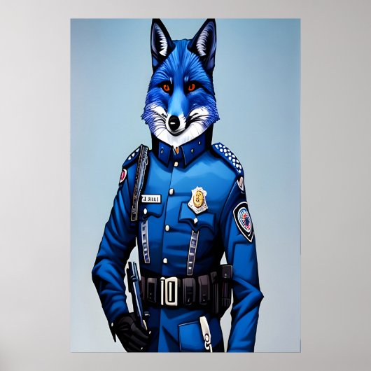 Renard bleu en uniforme | AI Art Poster (Devant)
