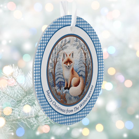 Renard charmant dans la forêt bleue En vichy Noël