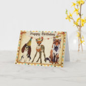 Renard, Chien, Faune et Petits Oiseaux Carte d'ann (Fleur jaune)