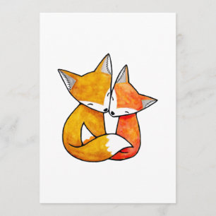 Renard Couple Faire-part de mariage Bois mignon Re
