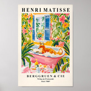 Renard Dans La Baignoire Poster Drôle, Mi-Siècle W