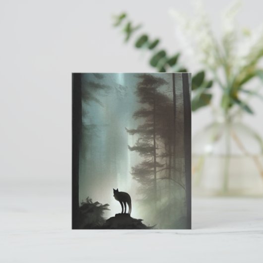 Renard dans une forêt humide - Carte d'art fauniqu (Debout devant)