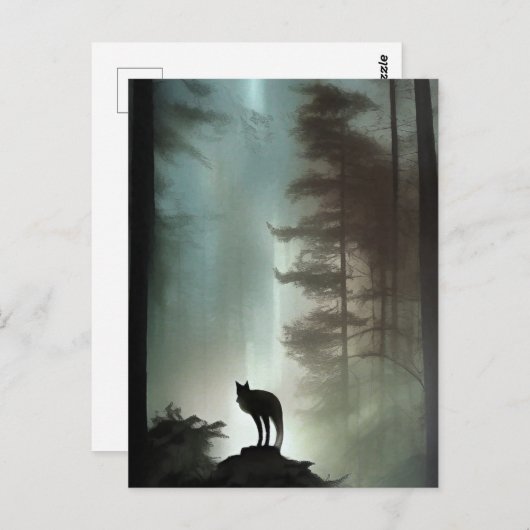 Renard dans une forêt humide - Carte d'art fauniqu (Devant / Derrière)
