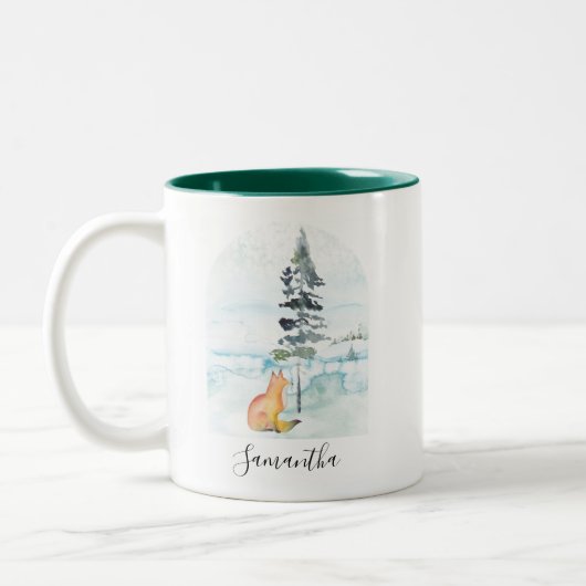 Renard d'aquarelle de Noël Mugs de café (Gauche)