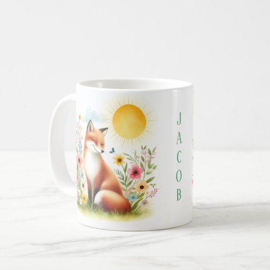 Renard d'aquarelle de printemps - Kid Mug (Devant gauche)
