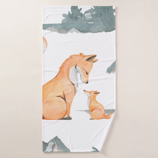 Renard d'automne. Aquarelle peinte à la main avec  (Serviette de bain)