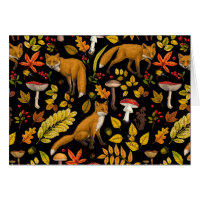 Renard d'automne sur noir