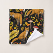 Renard d'automne sur noir (Gant de toilette)