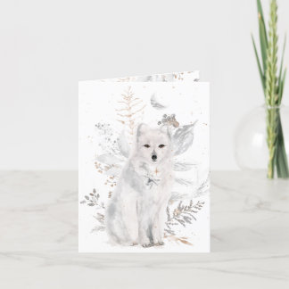 Renard d'hiver et Florals Carte de voeux de Noël
