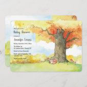 Renard Endormi sous un Arbre Invitation (Devant / Derrière)