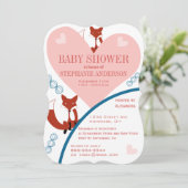 Renard et Coeurs Baby Girl Douche Invitations (Debout devant)