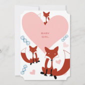 Renard et Coeurs Baby Girl Douche Invitations (Dos)