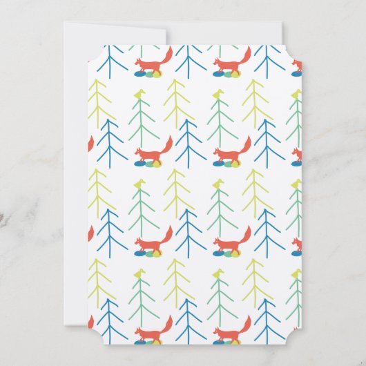 Renard et pin Arbre bébé garçon douche Invitations (Dos)