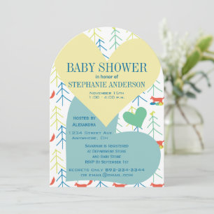 Renard et pin Arbre bébé garçon douche Invitations
