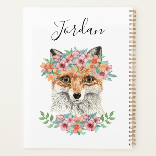 Renard floral | Ajouter Votre Nom (Dos)