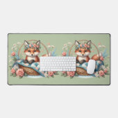 Renard floral en panier avec courtepointe et fleur (Clavier et souris)