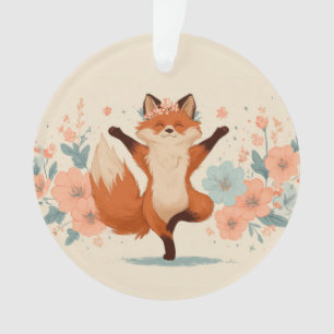 Renard heureux avec des fleurs – Jolie illustratio