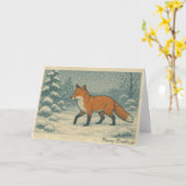 Renard japonais - Carte de Noël (Fleur jaune)