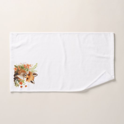 Renard mignon avec fleurs (Serviette à main)