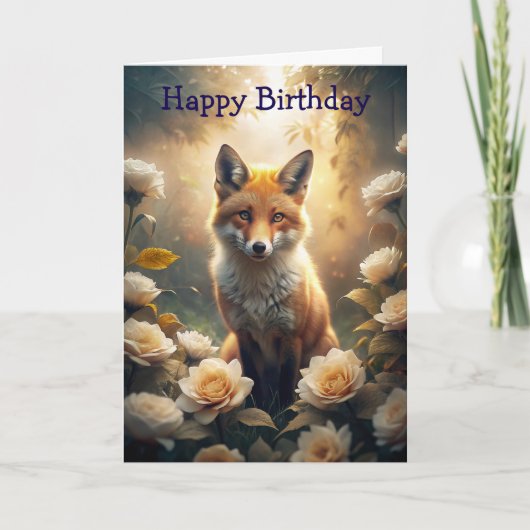 Renard mignon avec fleurs Carte d'anniversaire (Devant)