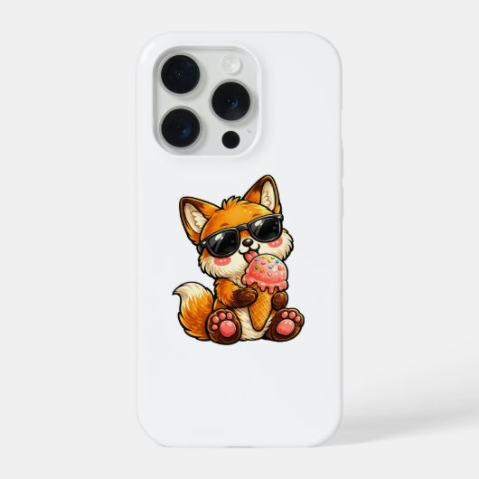 Renard Mignon Mangeant une Glace avec des Lunettes (Verso)