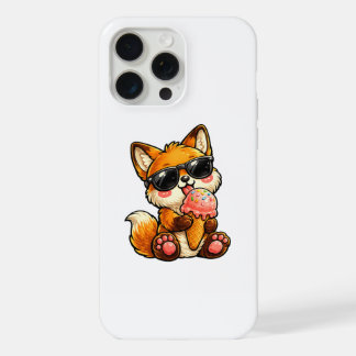 Renard Mignon Mangeant une Glace avec des Lunettes