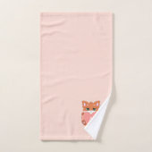 Renard Mignon & Monogramme sur Rose Corail Clair (Serviette à main)