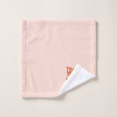 Renard Mignon & Monogramme sur Rose Corail Clair (Gant de toilette)