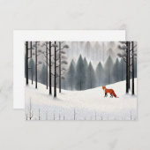 Renard moderne en forêt d'hiver Carte de Noël (Devant / Derrière)